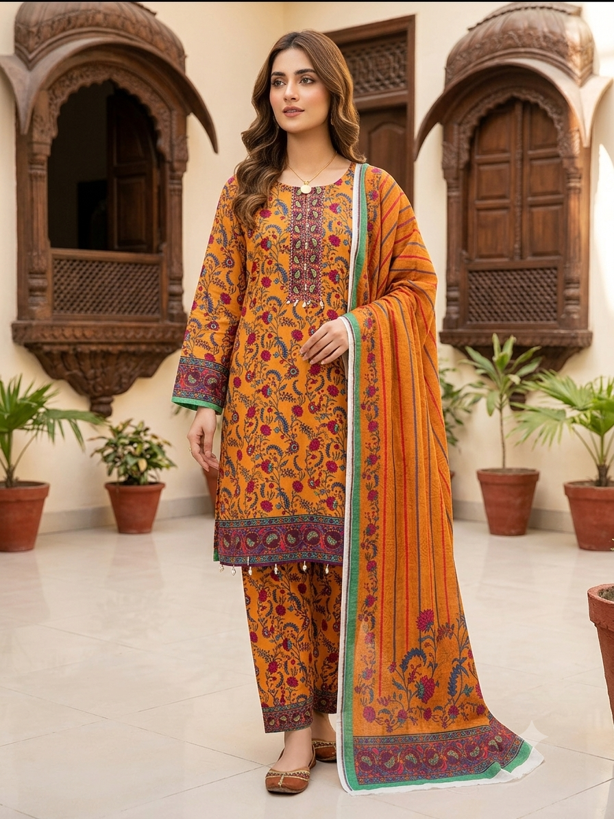 Mustard Heritage – Classic 3 Piece Stitched Suit