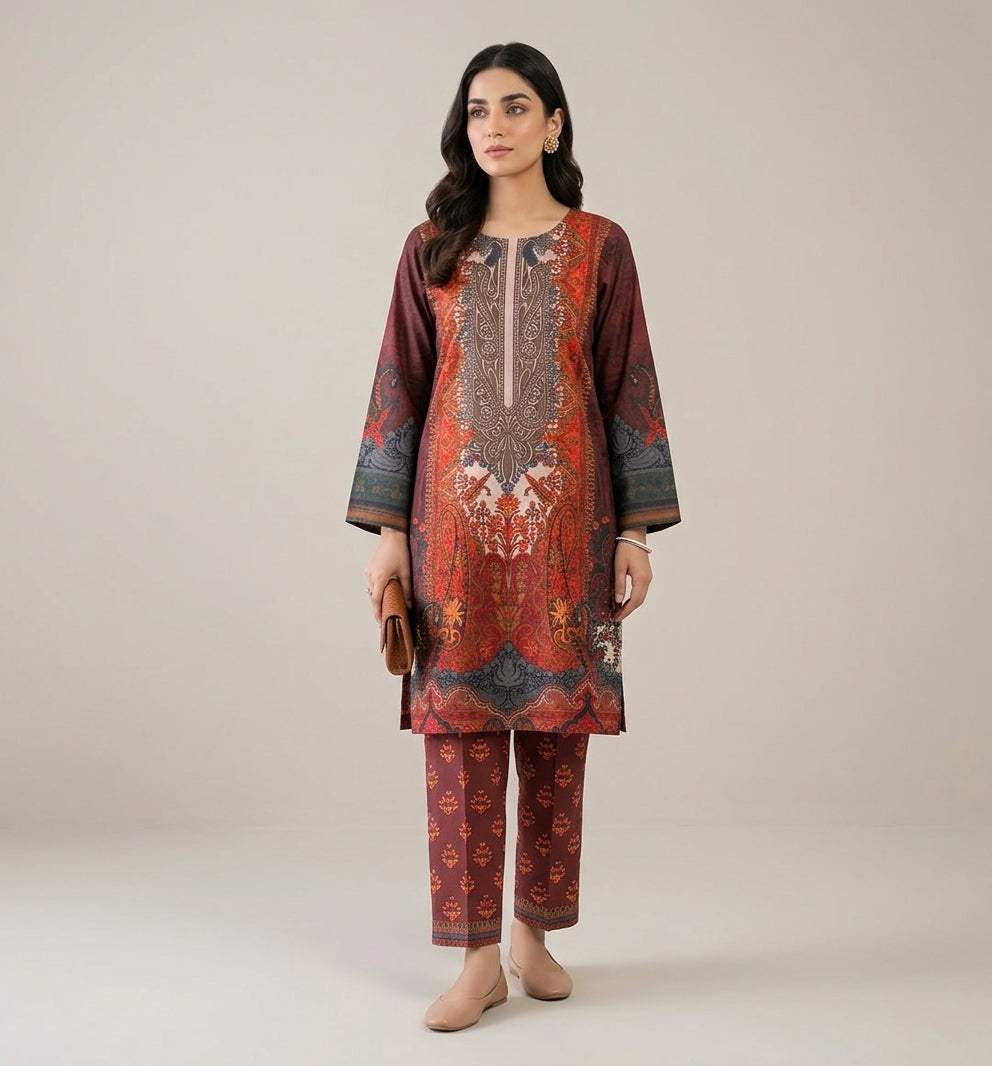 Maroon Paisley Elegance Suit
