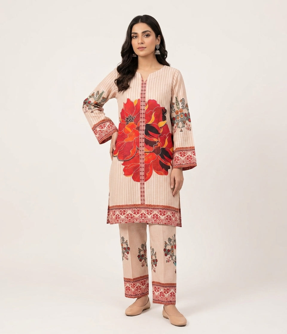 Peach Poppy Print Suit