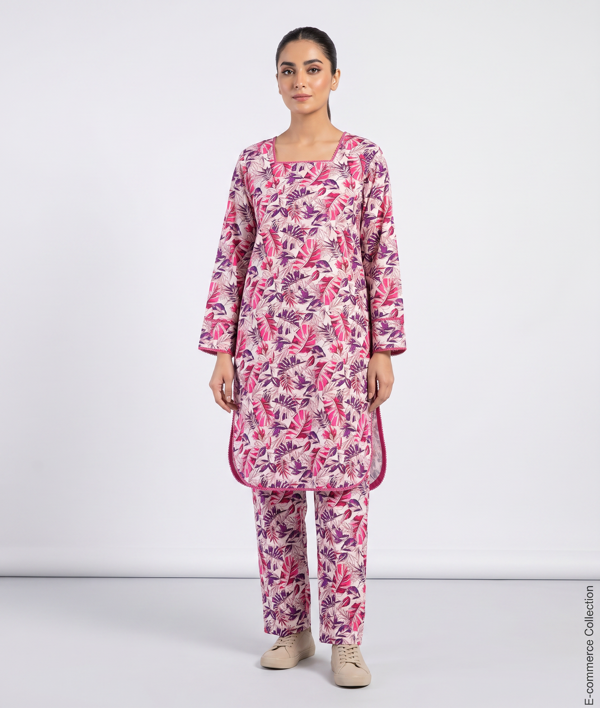 Pink Leaf Cotton 2Pc
