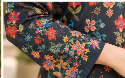 Midnight Bloom – Premium 3 Piece Printed Suit