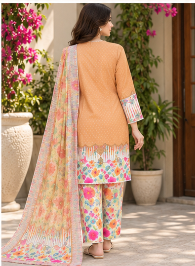 Peach Blossom – 3 Piece Stitched Suit