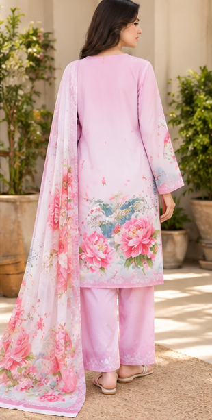 Blush Bloom – 3 Piece Stitched Suit