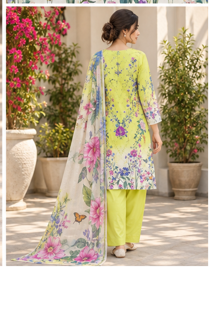 Lime Blossom – Premium 3 Piece Printed Lawn Suit