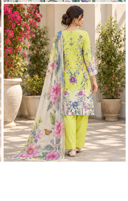 Lime Blossom – Premium 3 Piece Printed Lawn Suit