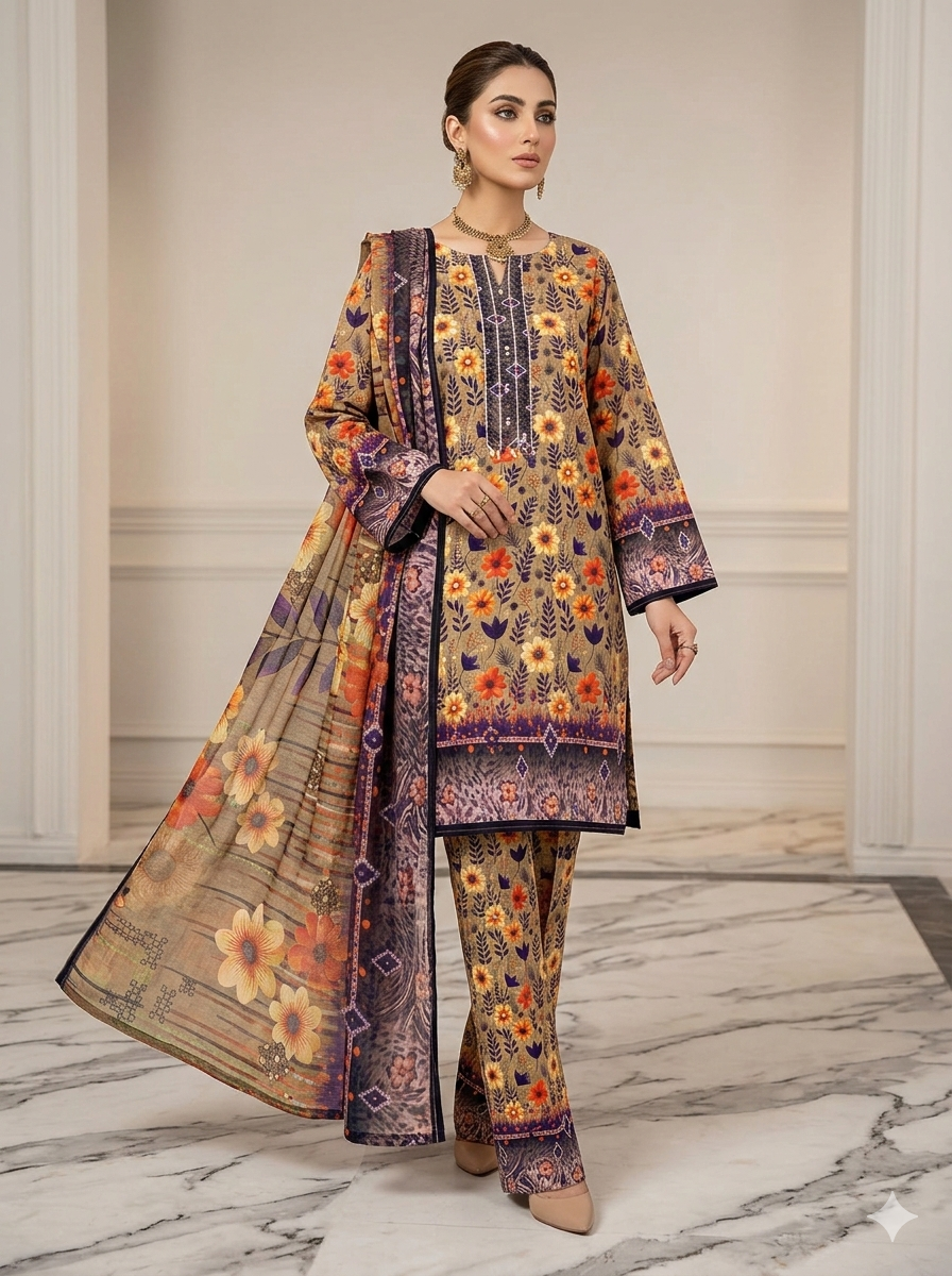 Zara 3 Piece Stitched