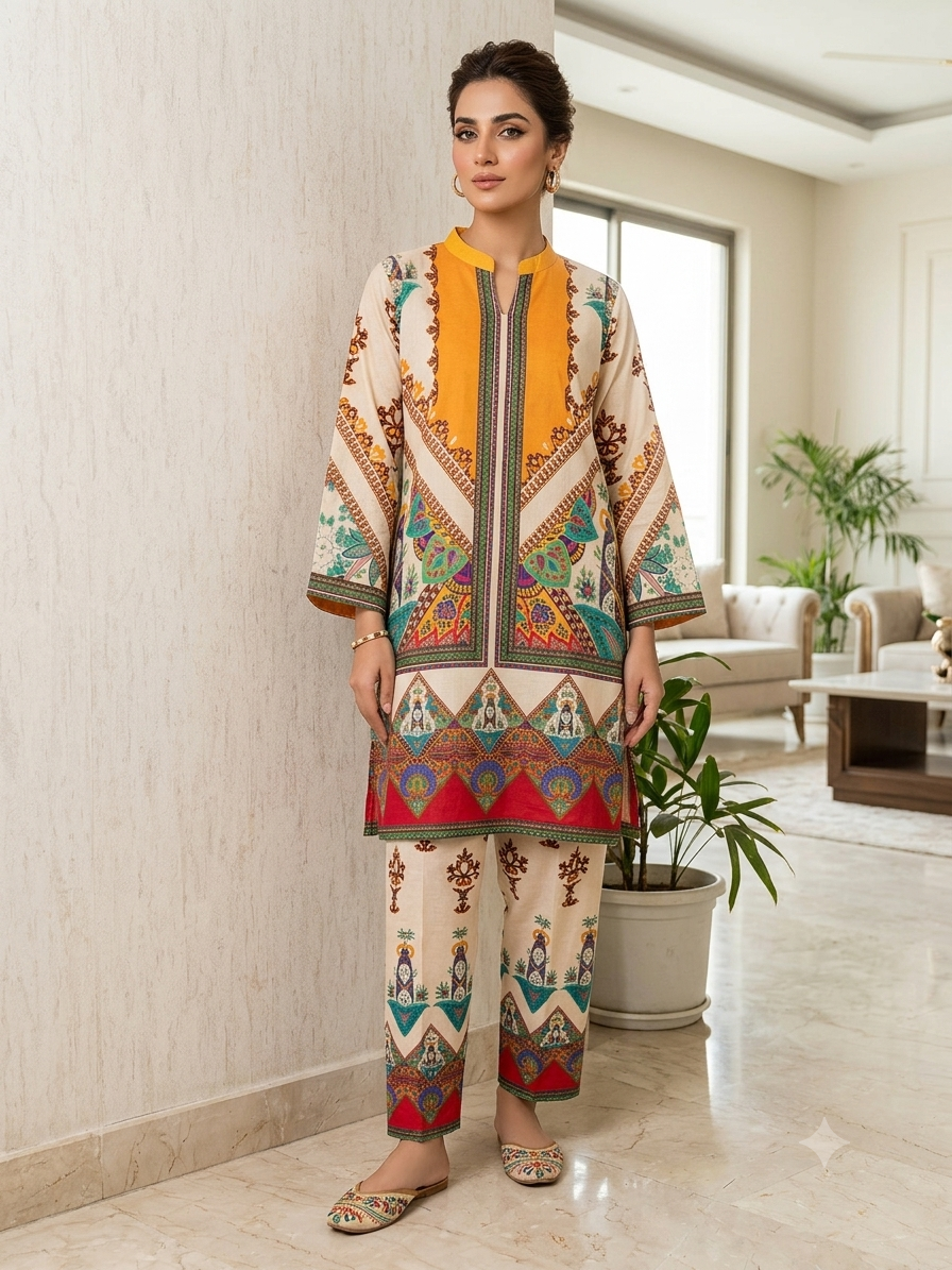 Golden Mosaic – Pure Lawn 2 Piece Suit