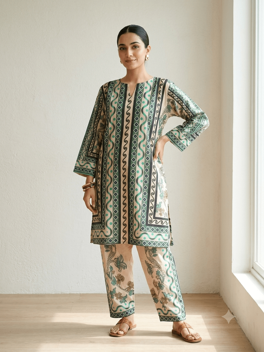 Emerald Elegance Pure Lawn - Seemasejee