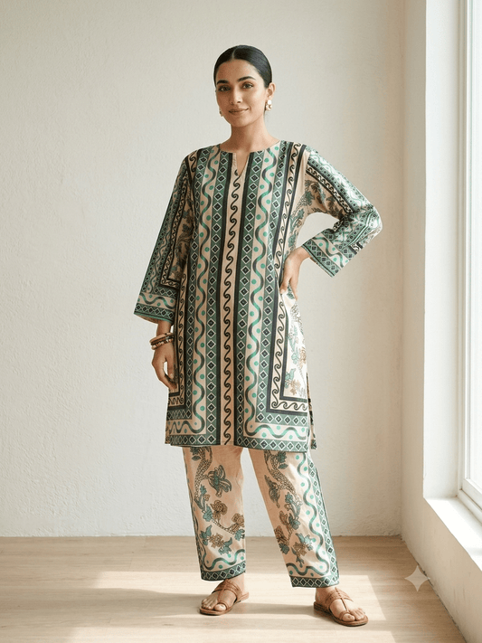 Emerald Elegance Pure Lawn - Seemasejee
