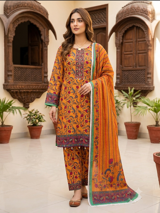 Mustard Heritage – Classic 3 Piece Stitched Suit