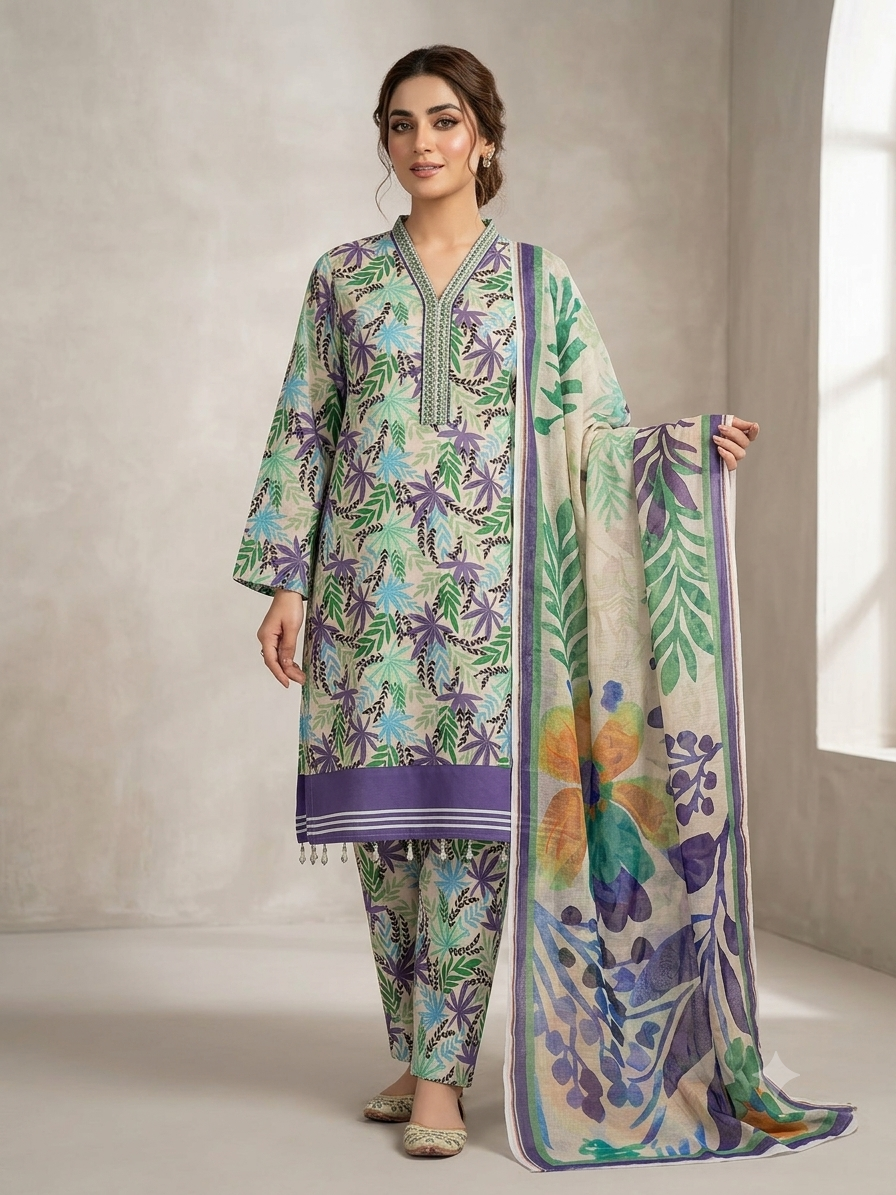 Lavender Bloom – Swiss Lawn 3 Piece Stitched Suit