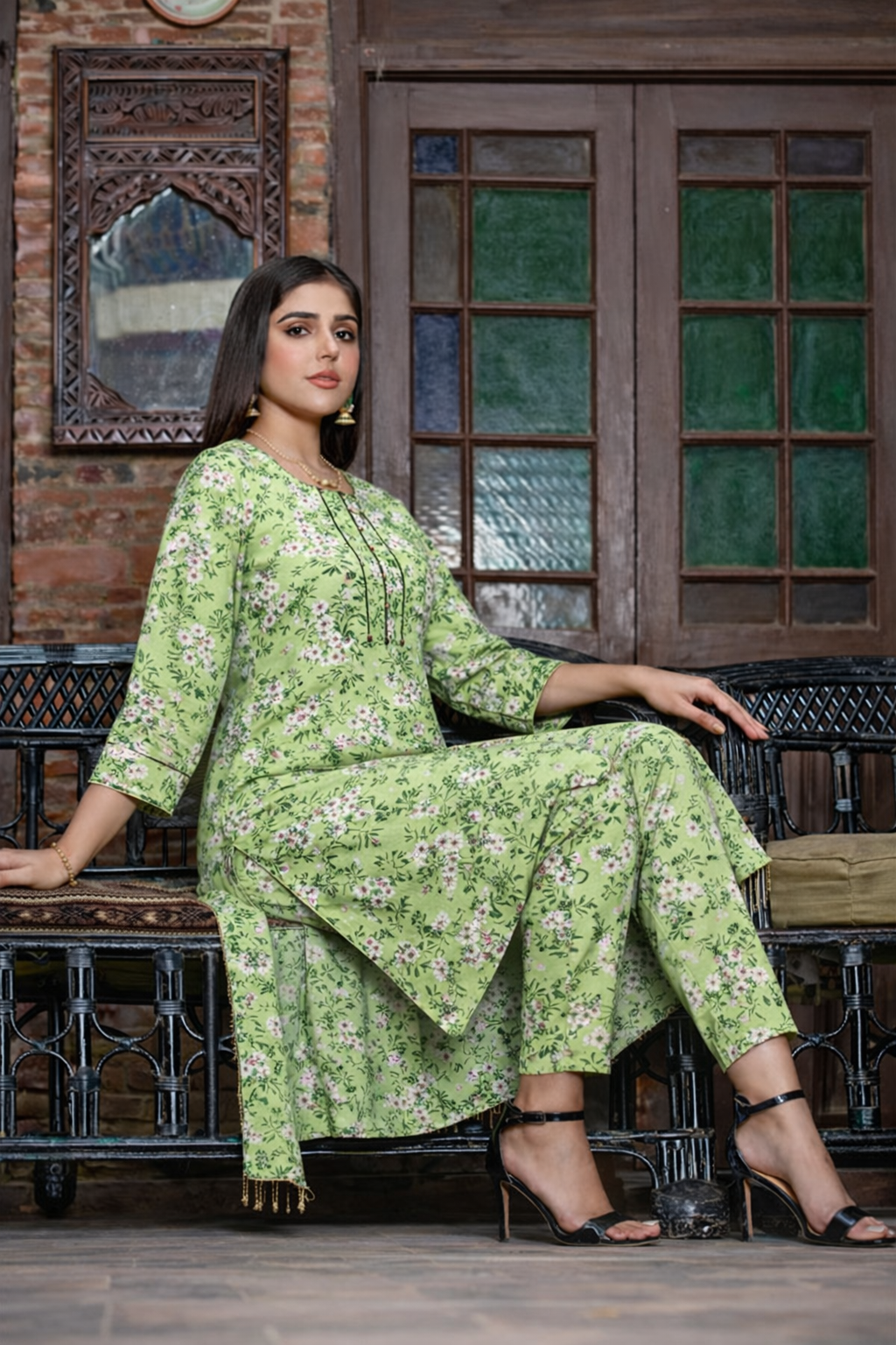 Seema’s Jee | Noor Green Floral – Garm Lawn Summer Collection