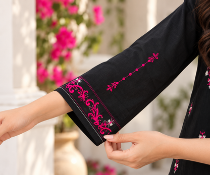 Black Embroidered 2-Piece Co-Ord Set