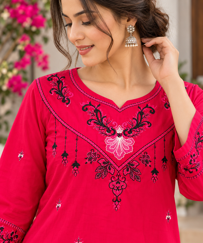 Rosé Bloom Embroidered 2-Piece Co-Ord Set
