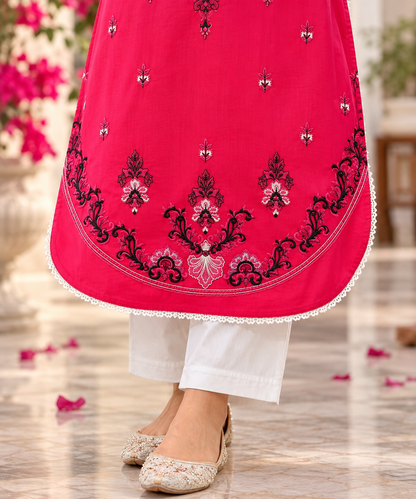 Rosé Bloom Embroidered 2-Piece Co-Ord Set