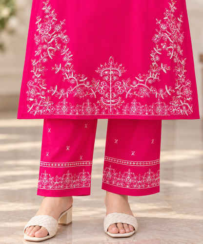 Fuchsia Bloom Embroidered 2-Piece Co-Ord Set
