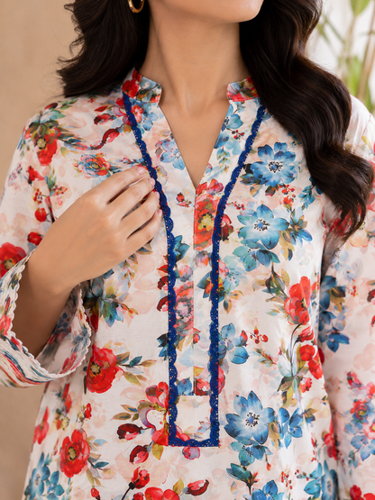 Eliza Floral Print 2-Piece Stitched Suit – Multicolor