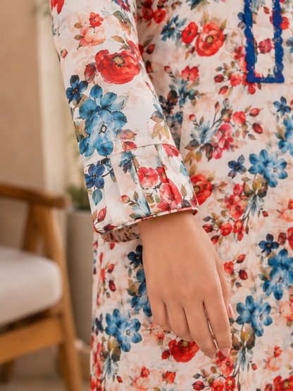 Eliza Floral Print 2-Piece Stitched Suit – Multicolor