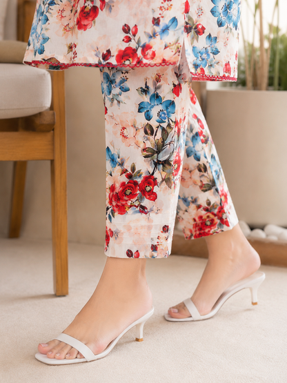 Eliza Floral Print 2-Piece Stitched Suit – Multicolor