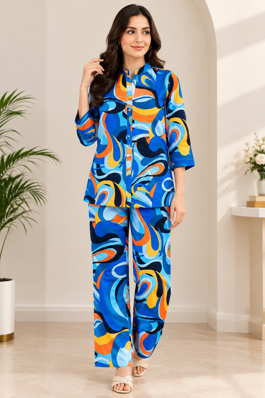 Premium Abstract Print 2-Piece Co-Ord Set