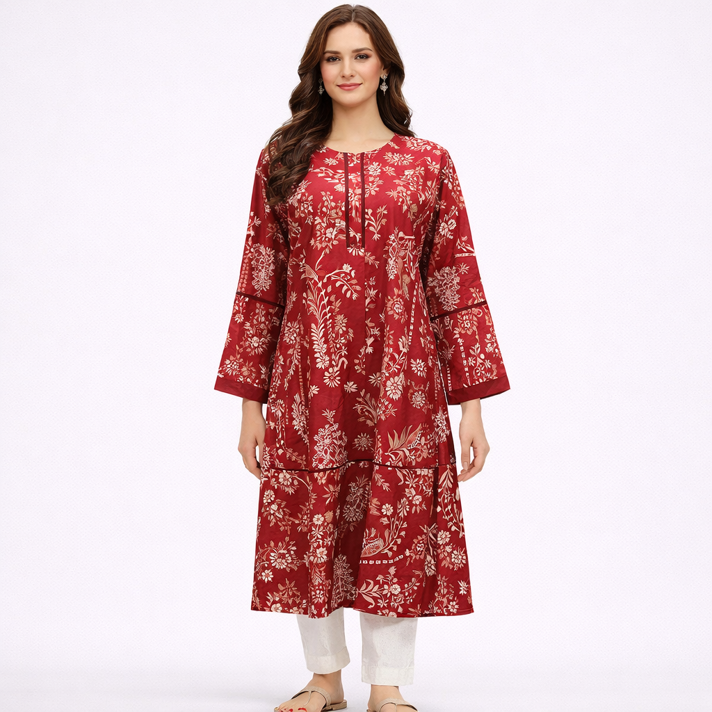 Crimson Petals – Stitched Premium Lawn Shirt 1 Piece