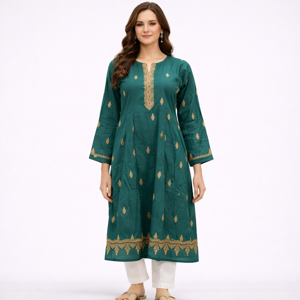 Emerald Gold - Stitched Premium Lawn Shirt 1 Piece
