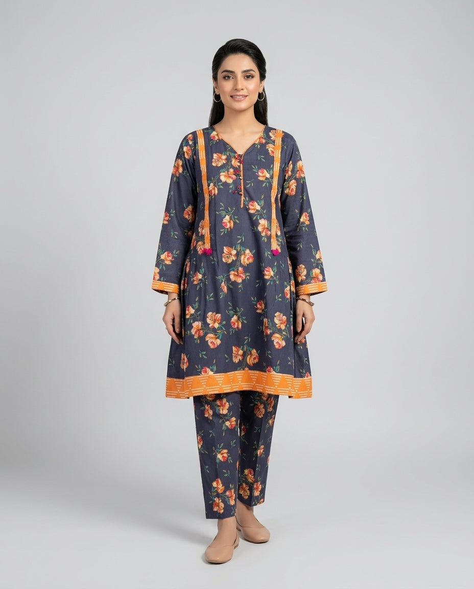 Charcoal Floral Bloom Suit
