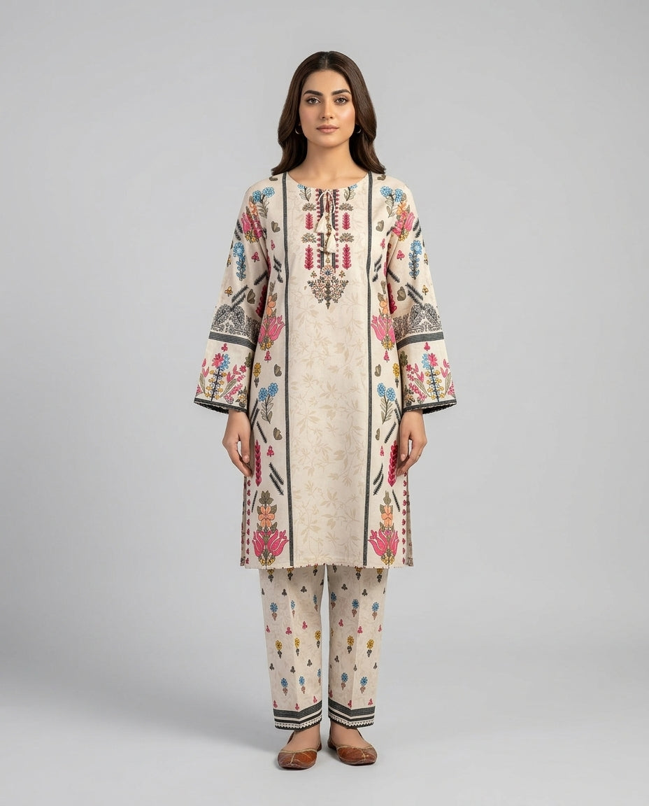 Almond Kashmiri Print Suit