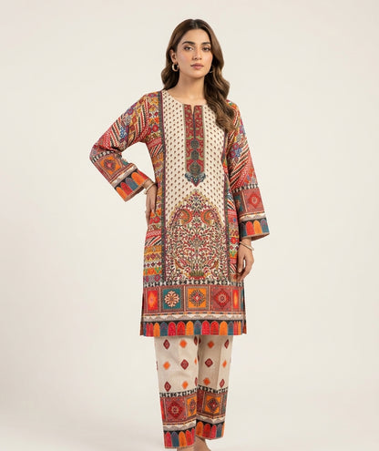 Ivory Tribal Print Suit