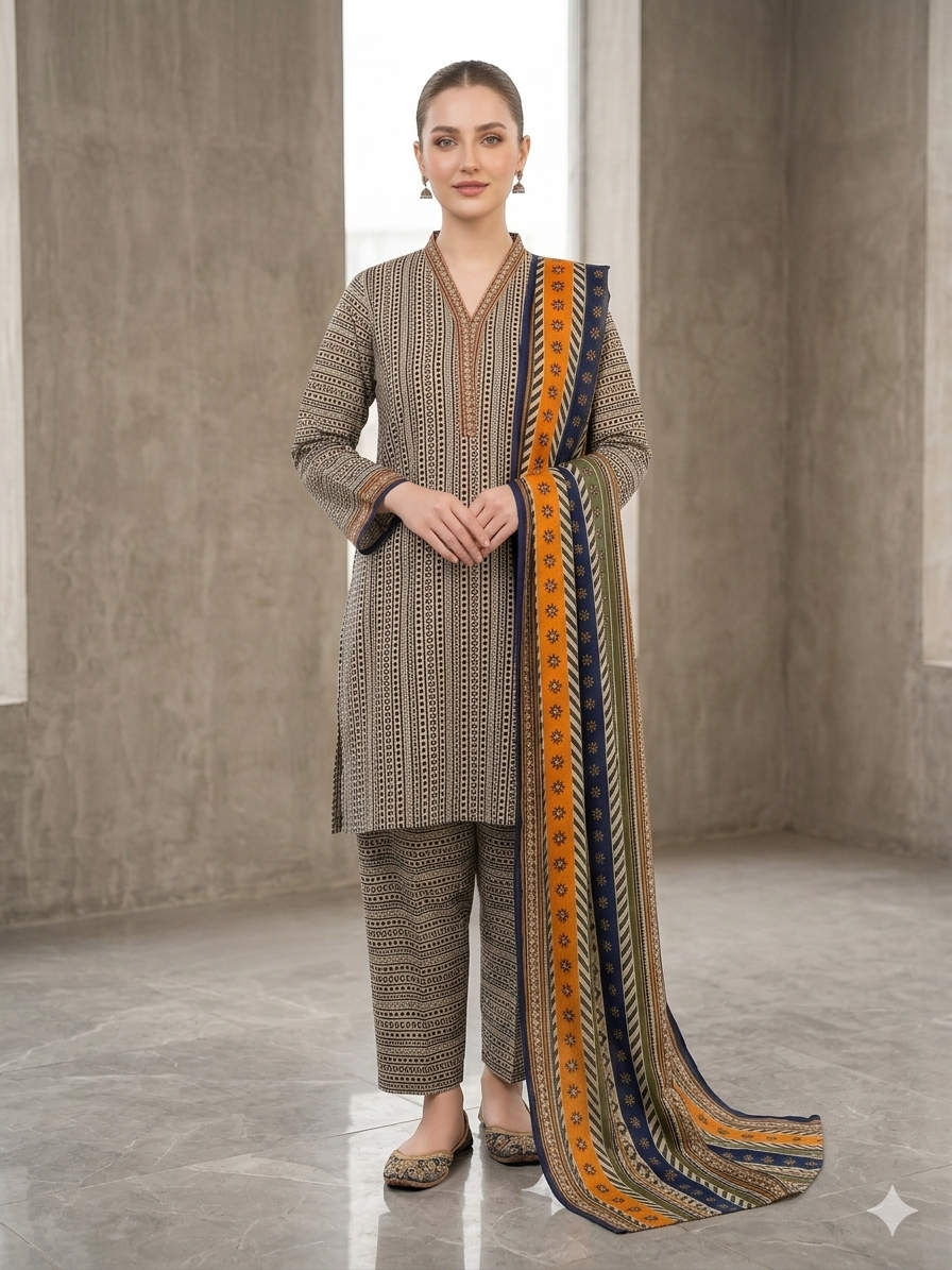 Aabroo Pure Lawn 3 Piece Stitched Suit