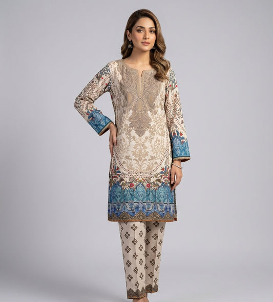 Ivory Azure Damask Suit