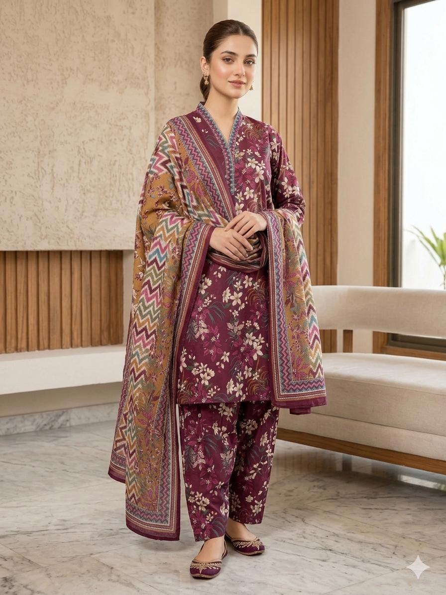 Meher Pure Lawn 3 Piece Stitched Suit
