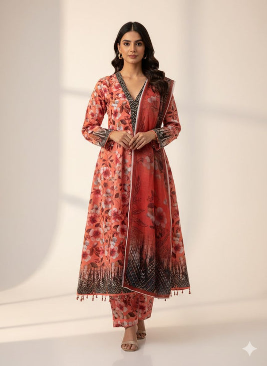 Zimal – Graceful 3 Piece Stitched Suit
