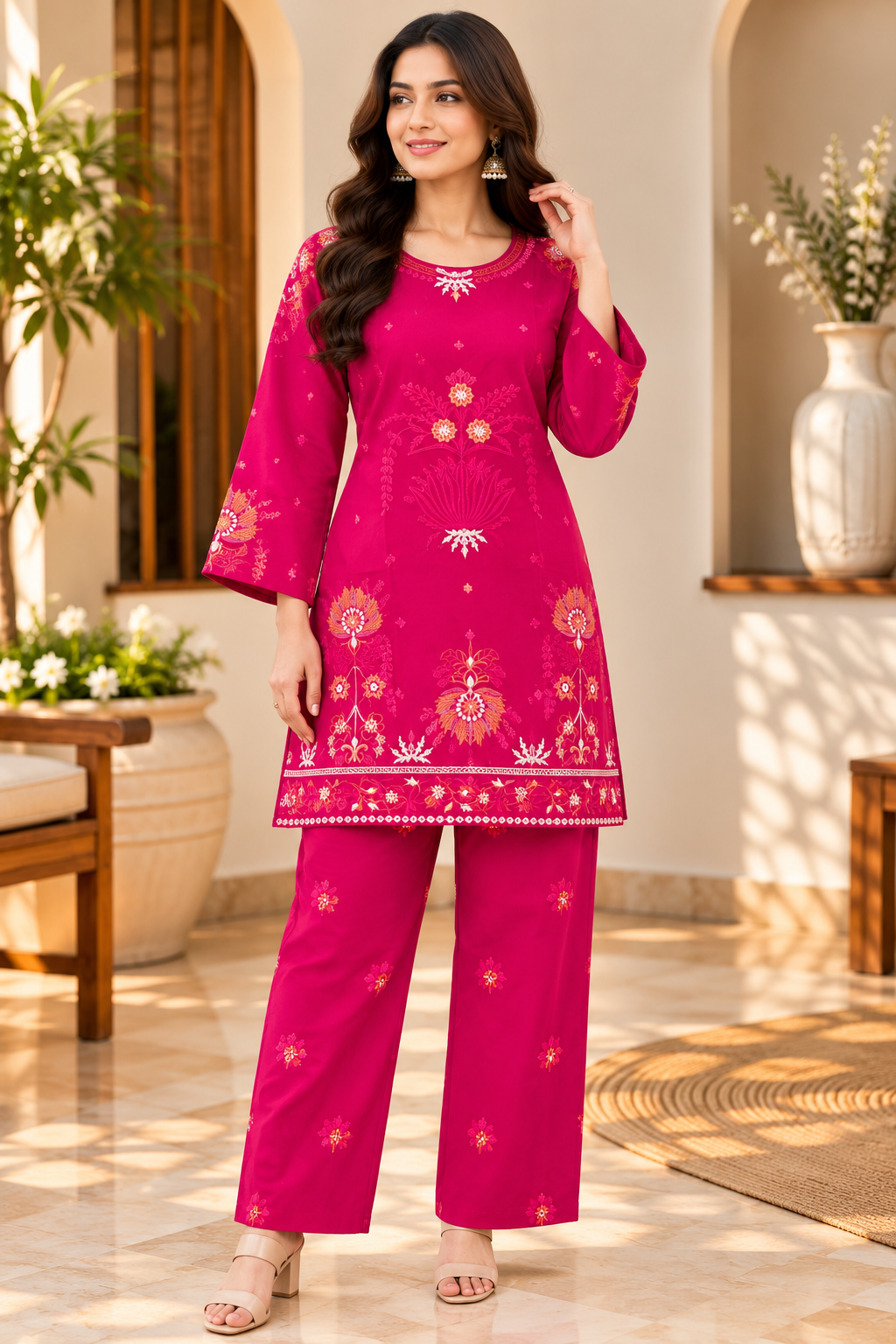 Fuchsia Aurelle – Signature Embroidered Suit 💗✨