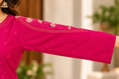 Fuchsia Aurelle – Signature Embroidered Suit 💗✨