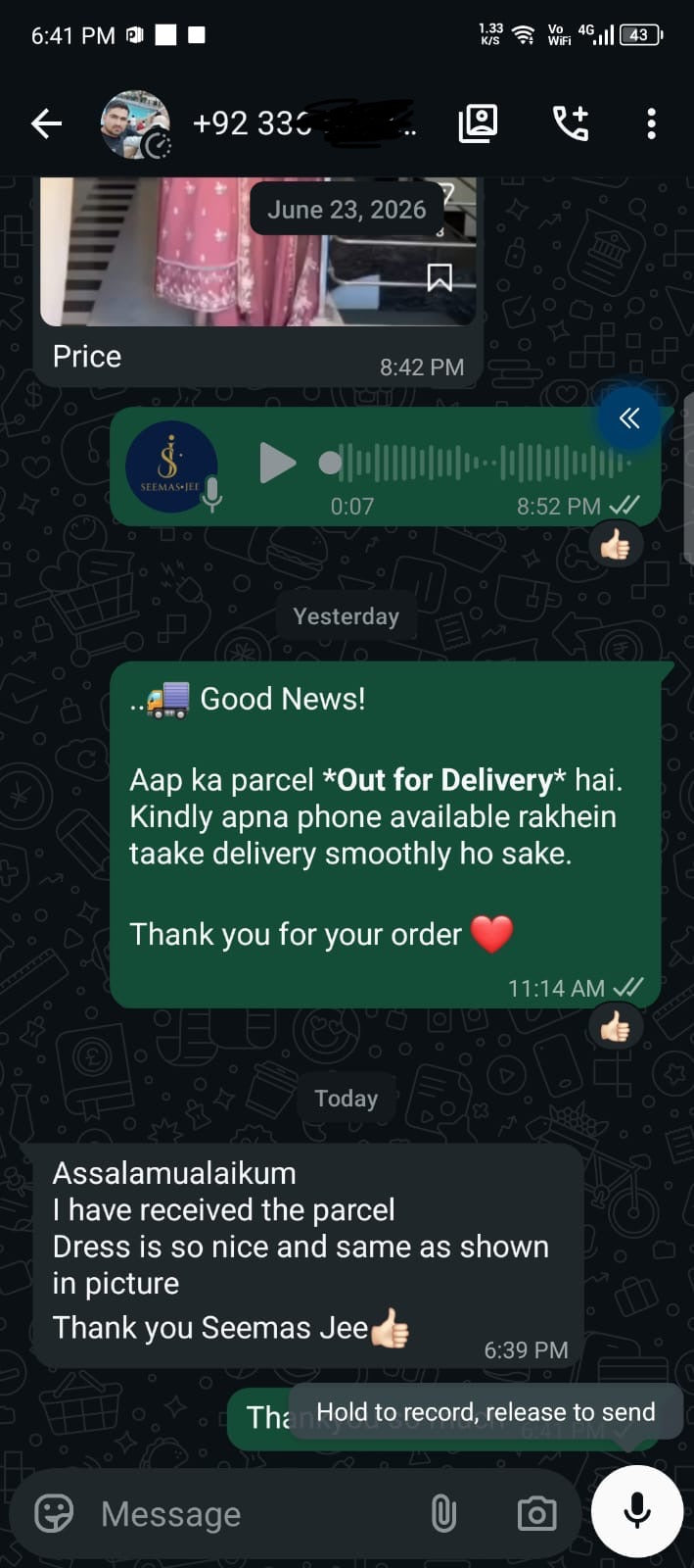 Seemas Jee Customer Feedback