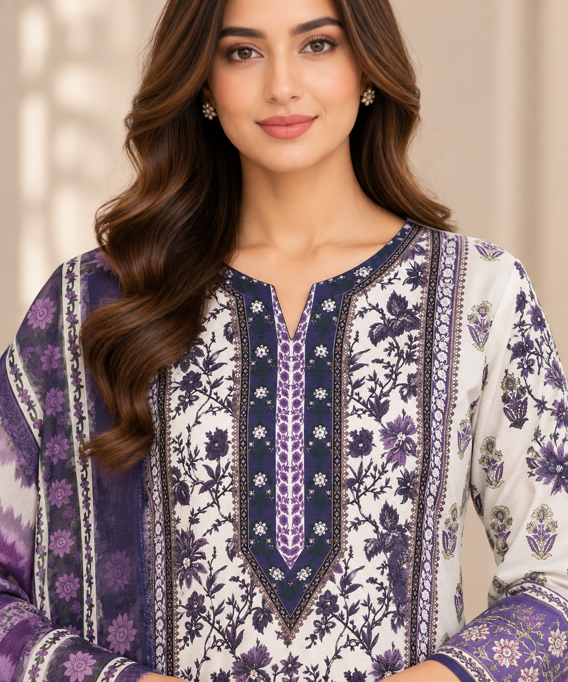 Lavender Mirrored Bloom – Freshy Shalwar 3-Piece Suit