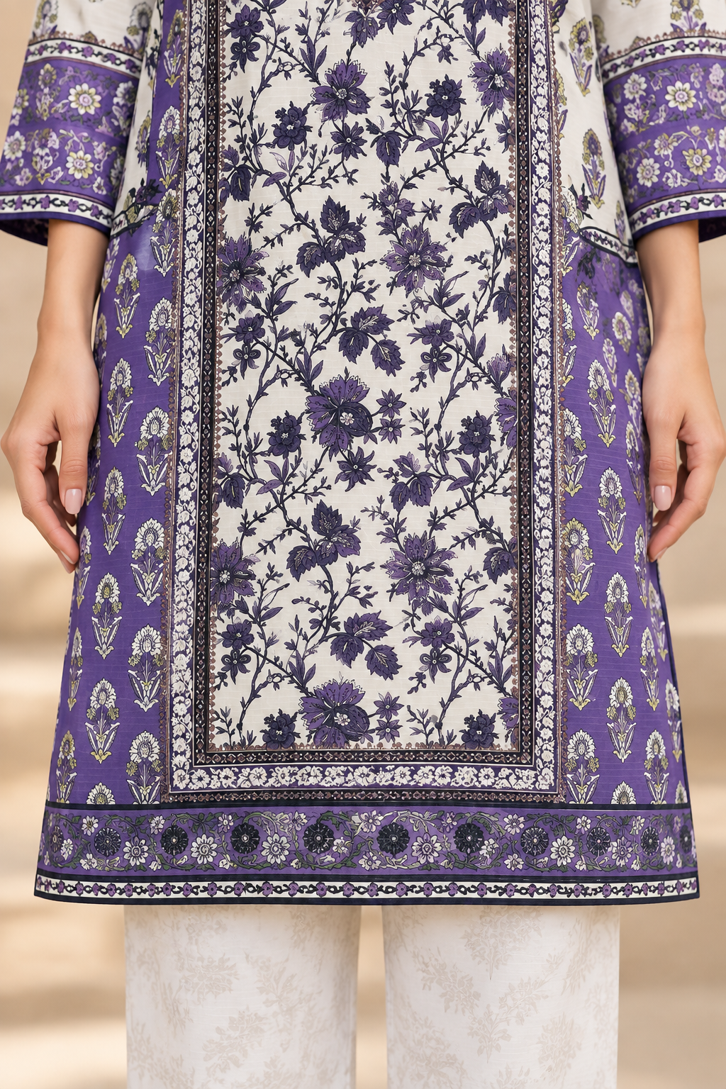 Lavender Mirrored Bloom – Freshy Shalwar 3-Piece Suit