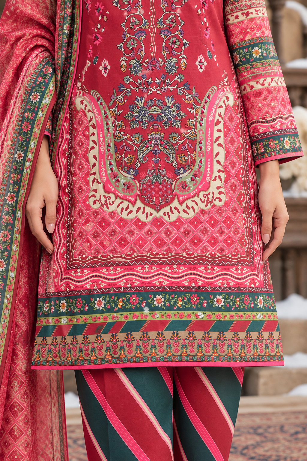 REDDI–Premium Bana Dora lawn ( farshi shalwar )