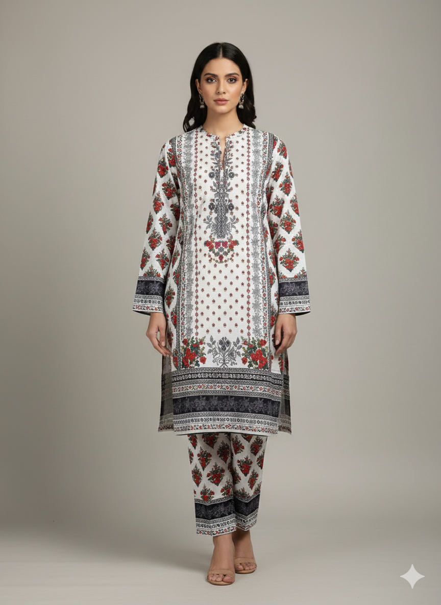 Zavina – Two Piece Stitched  Suit Shirt & Trouser