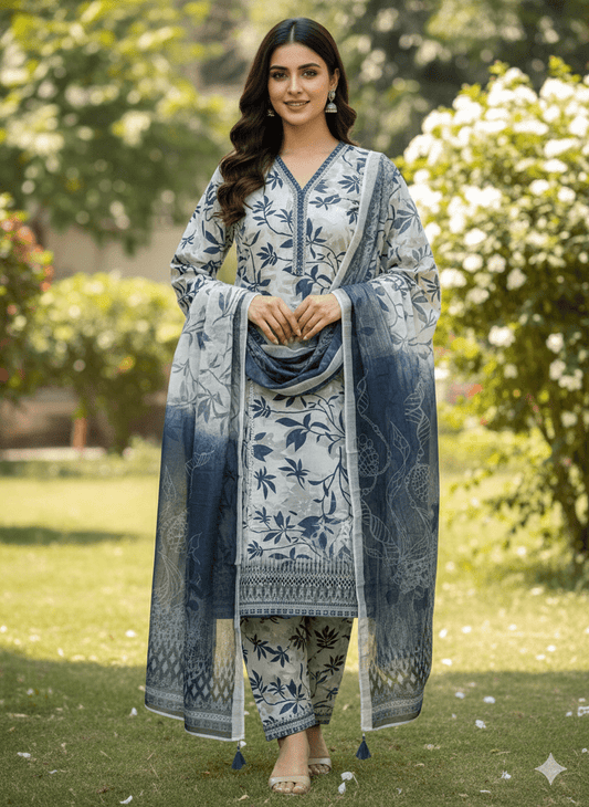 Premium Bana Dora Lawn 3 Piece Stitched - Seemasejee