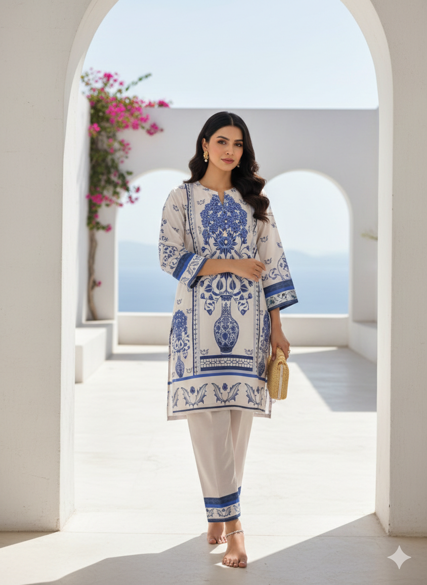 Sehrish – Premium Bana Dora Lawn Two Piece Stitched Suit Shirt & Trouser (SJ-BD-TP-102)