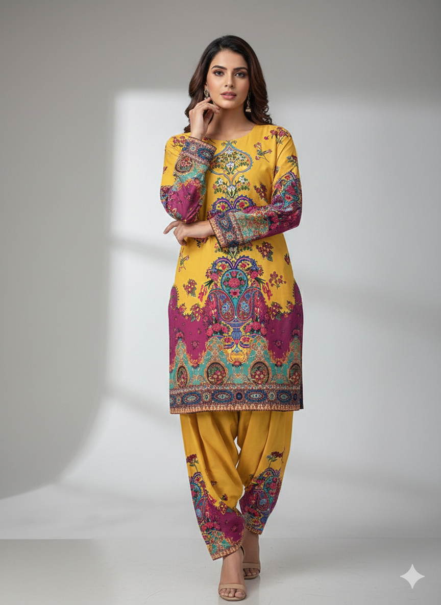 Rimal – Premium Bana Dora Lawn Two Piece Stitched Suit Shirt & Trouser (SJ-BD-TP-103)