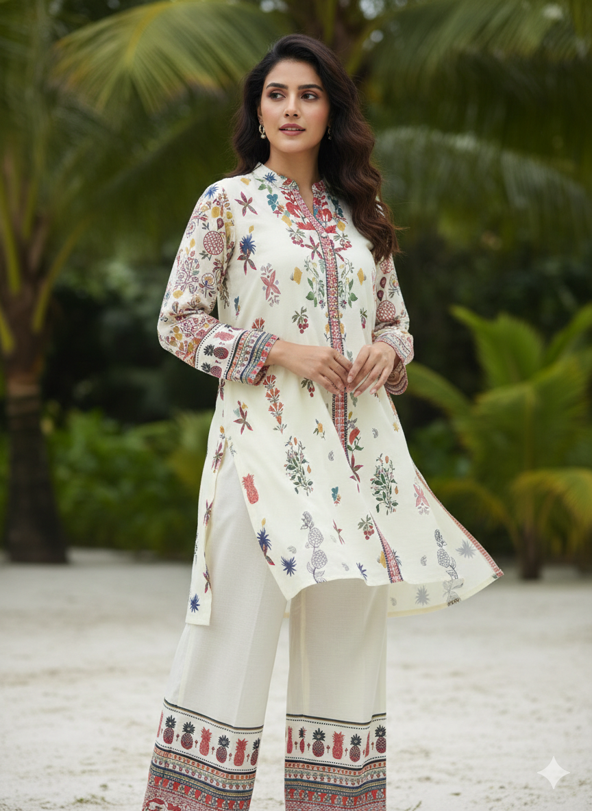 Abeer – Premium Bana Dora Lawn Two Piece Stitched Suit Shirt & Trouser (SJ-BD-TP-104)