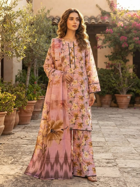 Blush Pink Printed Lawn 3 Piece Suit