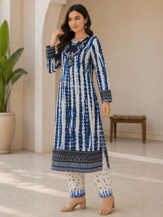 Zarmina Blue Bana Dora Swiss Lawn 2 Piece Stitched Suit - Seemasejee